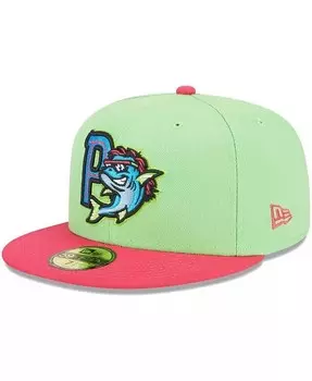 Мужская зеленая Pensacola Blue Wahoos Theme Nights Pensacola Mullets Alternate 2 59FIFTY Облегающая шляпа New Era, зеленый