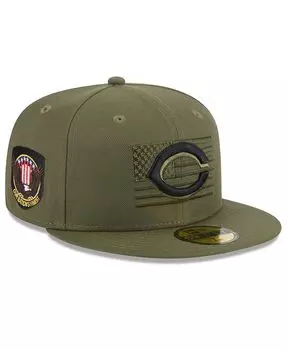 Мужская зеленая приталенная кепка Cincinnati Reds ко Дню вооруженных сил 2023 59FIFTY New Era