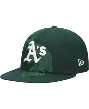 Мужская зеленая приталенная кепка Oakland Athletics Shadow Logo 59FIFTY New Era, зеленый