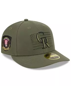 Мужская зеленая приталенная шляпа Colorado Rockies 2023 с низким профилем 59FIFTY ко Дню вооруженных сил New Era