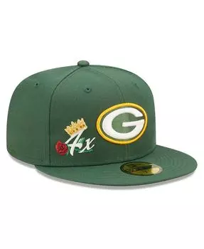 Мужская зеленая приталенная шляпа Green Bay Packers Crown 4x Super Bowl Champions 59FIFTY New Era