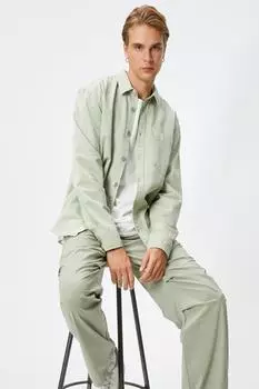 Мужская зеленая рубашка Koton, фиолетовый