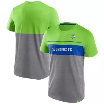 Мужская зеленая/серая футболка с логотипом Rave Seattle Sounders FC Striking Distance Fanatics