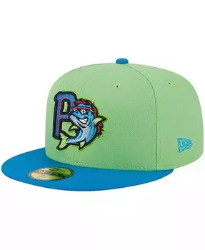 Мужская зеленая шляпа Pensacola Blue Wahoos Theme Nights Pensacola Mullets 59FIFTY New Era, зеленый