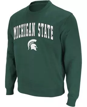 Мужская зеленая толстовка с круглым вырезом и логотипом michigan state spartans arch logo Colosseum, зеленый