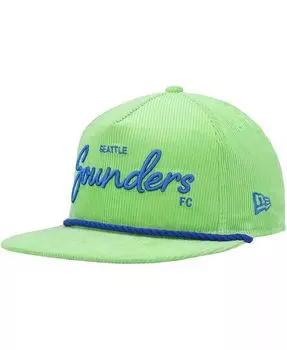 Мужская зеленая вельветовая регулируемая кепка для гольфиста Seattle Sounders FC New Era, зеленый