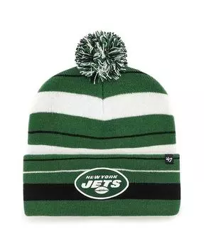 Мужская зеленая вязаная шапка New York Jets Powerline с манжетами и помпоном '47 Brand, зеленый
