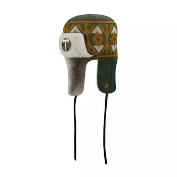 Мужская зеленая вязаная шапка с логотипом New Era Portland Timbers Trapper