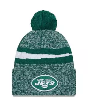Мужская зеленая вязаная шапка с манжетами и помпоном New York Jets 2023 New Era, зеленый