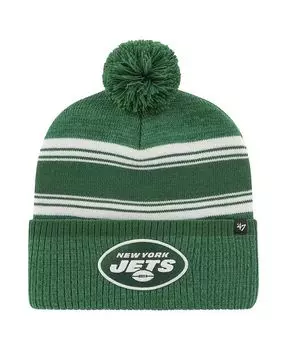 Мужская зеленая вязаная шапка с манжетами и помпоном New York Jets Fadeout '47 Brand, зеленый