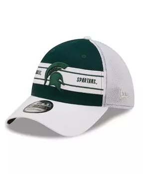 Мужская зелено-белая кепка Michigan State Spartans с полосой 39THIRTY Flex Hat New Era
