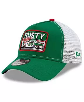 Мужская зелено-белая регулируемая кепка дальнобойщика Rusty Wallace Legends 9Forty с А-образной рамкой New Era