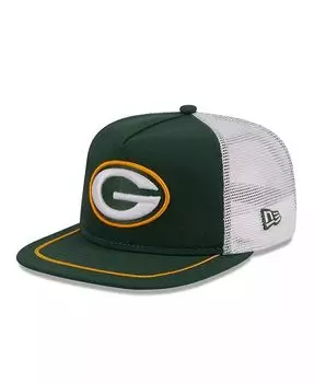 Мужская зелено-белая регулируемая кепка Green Bay Packers Original Classic Golfer New Era, зеленый