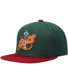 Мужская зелено-красная кепка Seattle Supersonics Hardwood Classics Team Two-Tone 2.0 Snapback Mitchell & Ness