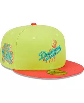 Мужская зелено-красная шляпа Los Angeles Dodgers Cyber Highlighter 59FIFTY. New Era