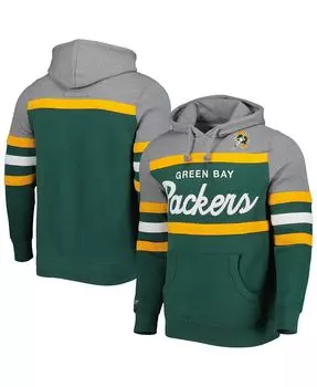Мужская зелено-серая толстовка с капюшоном green bay packers head coach Mitchell &amp; Ness, мульти