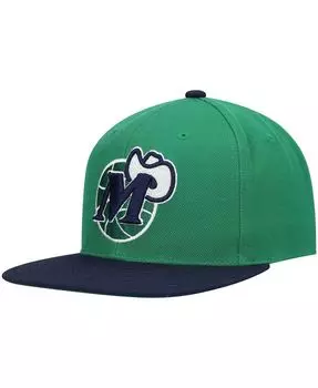 Мужская зелено-темно-синяя шляпа Snapback Dallas Mavericks Hardwood Classics Team Two-Tone 2.0 Snapback Mitchell & Ness