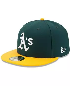 Мужская зелено-желтая шляпа Oakland Athletics Home Authentic Collection On-Field 59FIFTY. New Era