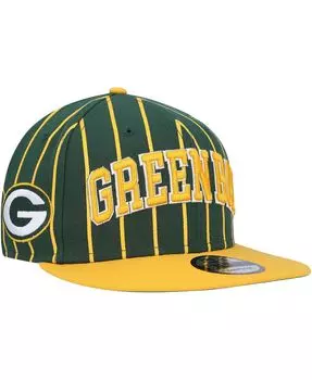 Мужская зелено-золотая кепка Green Bay Packers Pinstripe City Arch 9FIFTY Snapback New Era