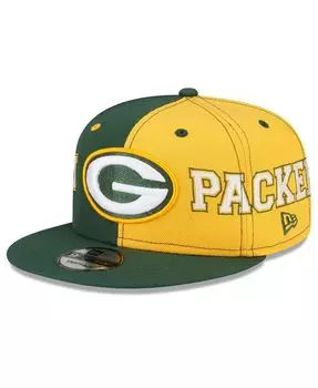Мужская зелено-золотая кепка Green Bay Packers Team Split 9Fifty Snapback New Era