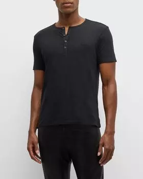 Мужская жаккардовая футболка на пуговицах Jordan John Varvatos, цвет Black