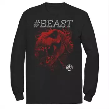 Мужская желтая футболка Jurassic World #BEAST T-Rex Bite с длинными рукавами и рисунком Черный, Licensed Character, черный