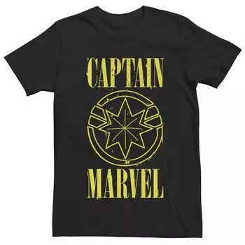 Мужская желтая футболка с аэрозольной краской Captain Marvel Licensed Character