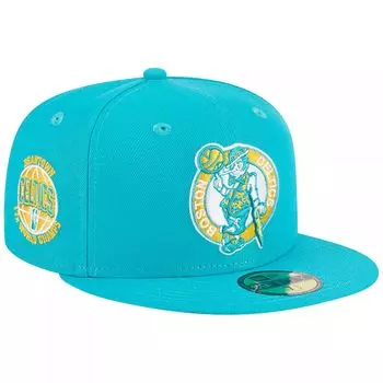 Мужская желтая майка New Era Бирюзовая Boston Celtics 17-Time Champions Breeze Grilled 59FIFTY Облегающая шляпа