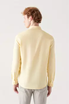 Мужская желтая рубашка с воротником на пуговицах, легко гладиемая оксфордская хлопковая рубашка стандартного кроя Avva, желтый