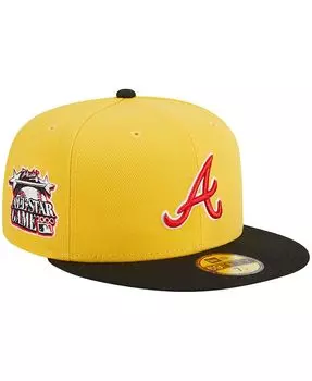 Мужская желто-черная приталенная шляпа Atlanta Braves Grilled 59FIFTY New Era