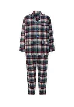 Мужская зимняя фланелевая пижама в клетку с длинным лацканом, красная El Bho NOCTURNO, красный