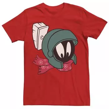 Мужская зимняя футболка с большим лицом Looney Tunes Christmas Marvin The Martian Licensed Character