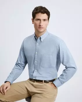 Мужская зимняя однотонная спортивная рубашка классического кроя Emidio Tucci, светло-синий