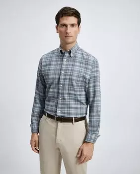 Мужская зимняя спортивная рубашка в клетку Classic Fit Emidio Tucci, серый