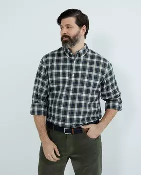 Мужская зимняя спортивная рубашка в клетку с длинными рукавами Classic Fit больших размеров Emidio Tucci, зеленый