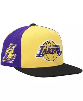Мужская золотая бейсболка Los Angeles Lakers On The Block Snapback Mitchell & Ness