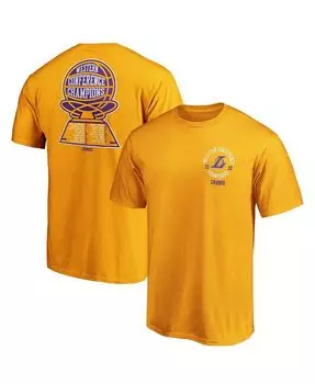 Мужская золотая футболка los angeles lakers 2020 western conference champions deliver roster Fanatics