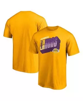 Мужская золотая футболка los angeles lakers dropshadow beach из коллекции hometown Fanatics