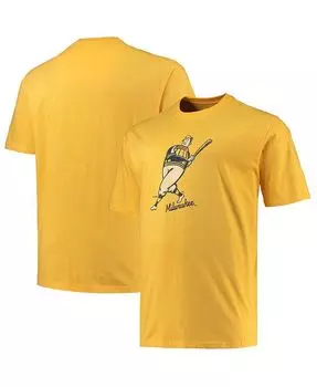 Мужская золотая футболка Milwaukee Brewers Big and Tall Hometown Paint The Black Profile, золото