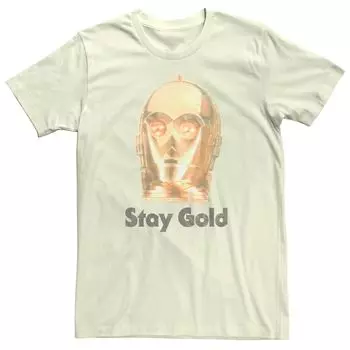 Мужская золотая футболка с рисунком Star Wars The Rise of Skywalker C-3PO Stay Licensed Character