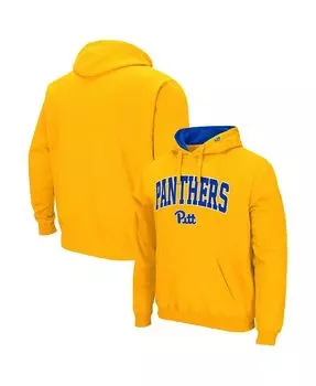 Мужская золотая толстовка с капюшоном pitt panthers arch & team logo 3.0 Colosseum