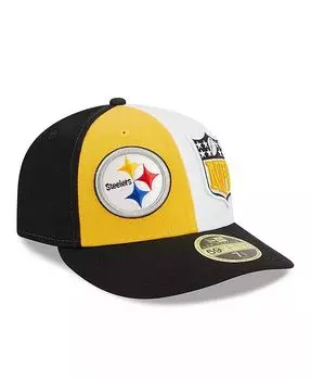 Мужская золотисто-черная приталенная шляпа Pittsburgh Steelers 2023 Sideline Low Profile 59FIFTY New Era, золотой