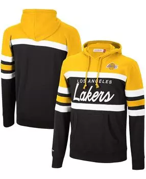 Мужская золотисто-черная толстовка с капюшоном los angeles lakers head coach pullover Mitchell & Ness, мульти