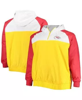 Мужская золотисто-красная худи с капюшоном kansas city chiefs big and tall league raglan с молнией на четверть New Era, мульти