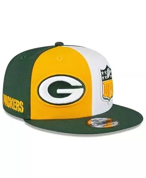 Мужская золотисто-зеленая кепка Green Bay Packers 2023 Sideline 9FIFTY Snapback New Era, золотой