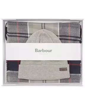 Мужские 2 шт. Комплект из однотонной шапки Swinton и шарфа Galingale в клетку тартан Barbour, мультиколор