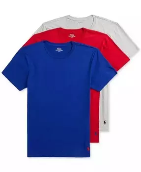 Мужские 3-комп. Хлопковые майки с круглым вырезом Polo Ralph Lauren, мультиколор