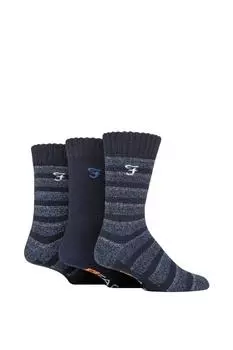 Мужские 3 пары носков с мягкой подкладкой в полоску Farah FARAH, синий