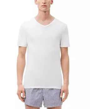 Мужские 3шт. Облегающие футболки с V-образным вырезом Lacoste, белый