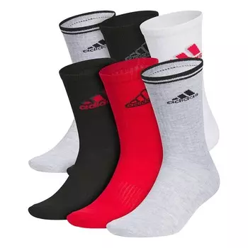 Мужские 6 пар носков adidas Athletic Mushioned Crew Adidas, цвет Black White Red